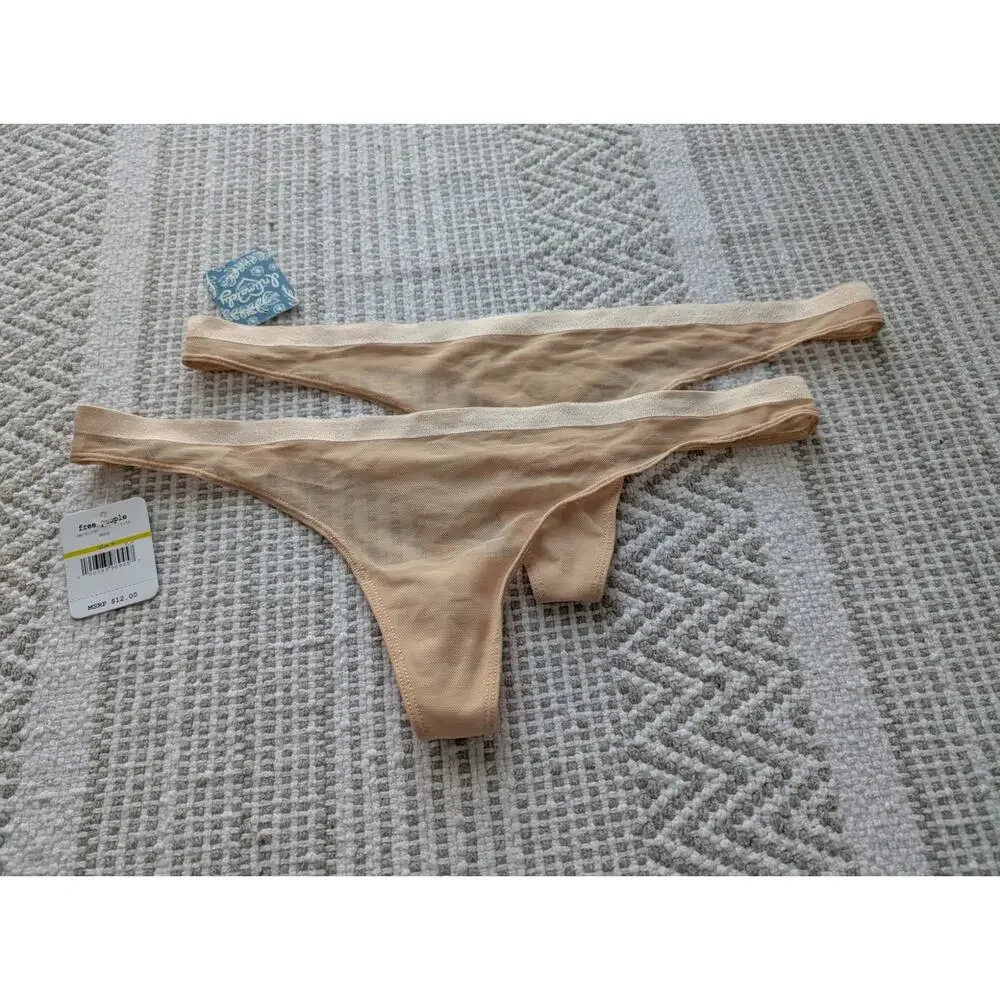 nwt free people roxanne mesh thong - 2 pairs